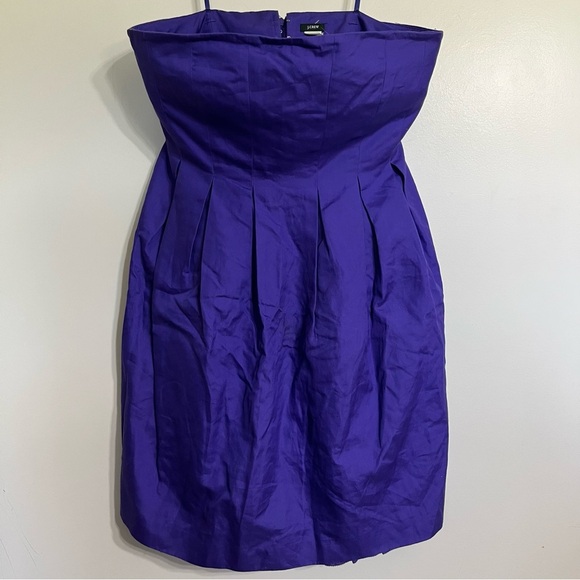 NWT J. Crew Classic Strapless Cotton Cady Cocktail Party Dress Size 14 Purple - Picture 2 of 14
